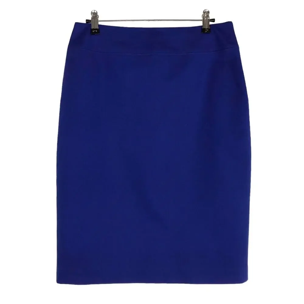 TAHARI Royal Blue Selena Pencil Skirt Elastic V Back Panel Women’s Size 6